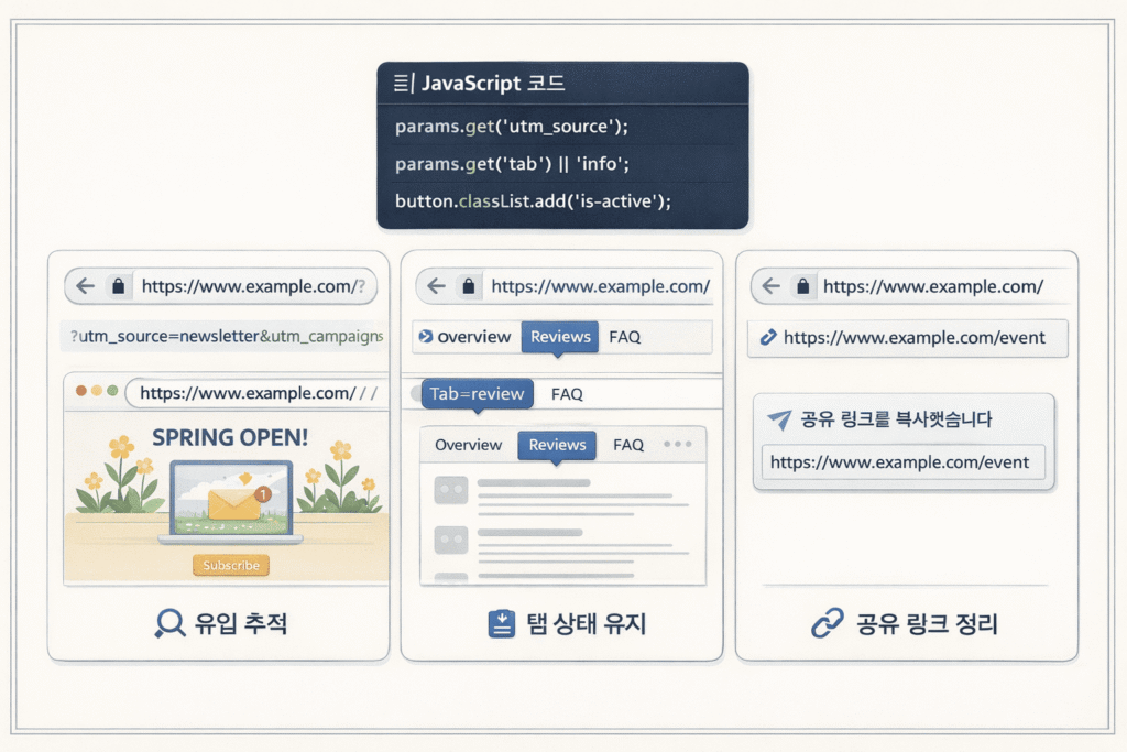 URLSearchParams로 URL 파라미터 다루는 법 2 ChatGPT Image 2026년 3월 27일 오후 04 58 44