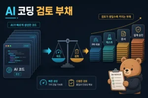 AI 코딩 도구 사용으로 생기는 검토 부채를 표현한 대표 이미지