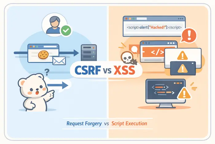 CSRF XSS 차이: 프론트엔드 보안 공격 구분법 대표 이미지