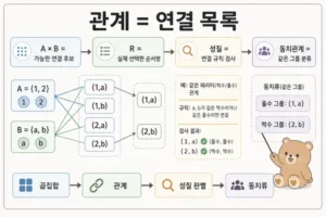 이산수학 관계 쉽게 이해하기: 곱집합과 동치관계 기준 대표 이미지