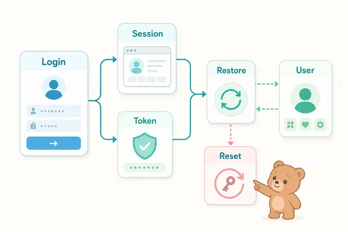 Firebase Authentication에서 로그인 유지와 토큰 복원, 비밀번호 재설정이 이어지는 흐름