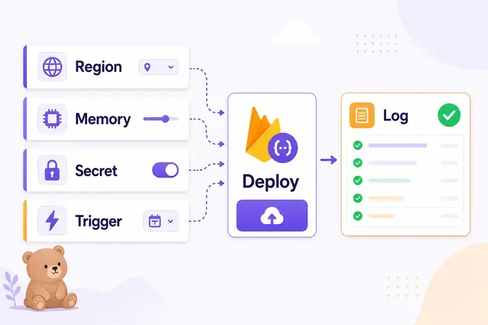 Firebase Functions v2의 region memory secret trigger deploy log 설정 구조