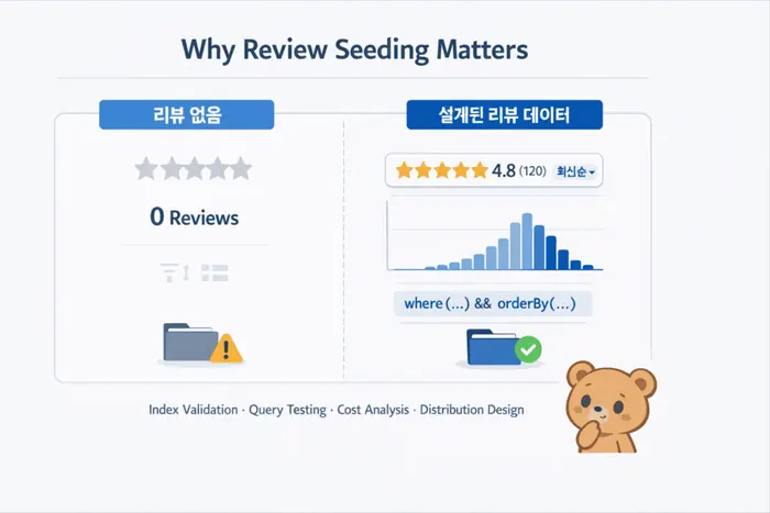 Firestore seed data 설계: 리뷰 더미 데이터 구조 잡기 핵심 개념을 설명하는 첫 번째 본문 이미지