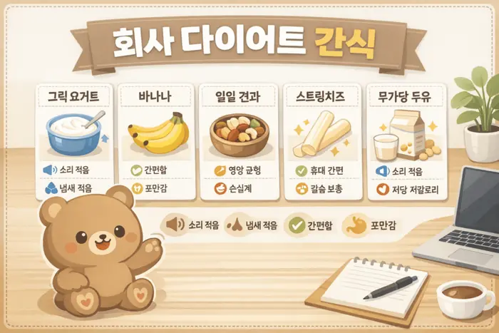 회사 다이어트 간식 추천: 조용히 먹기 좋은 간식 조합 핵심 개념을 설명하는 첫 번째 본문 이미지