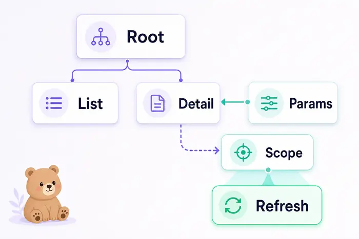 TanStack Query queryKey의 root list detail params scope refresh 계층 구조