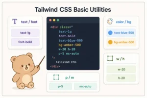Tailwind CSS 기본 클래스: text font bg spacing 사용 기준 대표 이미지