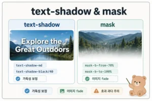 Tailwind CSS v4.1 text-shadow와 mask 유틸리티를 비교해 정리한 UI 인포그래픽