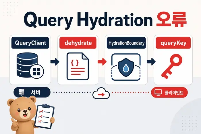 TanStack Query Hydration 오류 해결: HydrationBoundary와 QueryClient 설정 확인하기 대표 이미지