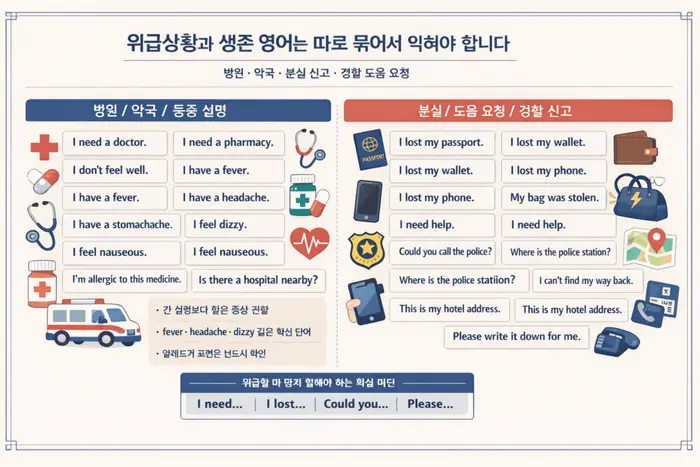 해외여행 영어 표현: 공항 호텔 식당에서 바로 쓰는 문장 적용 흐름을 설명하는 두 번째 본문 이미지