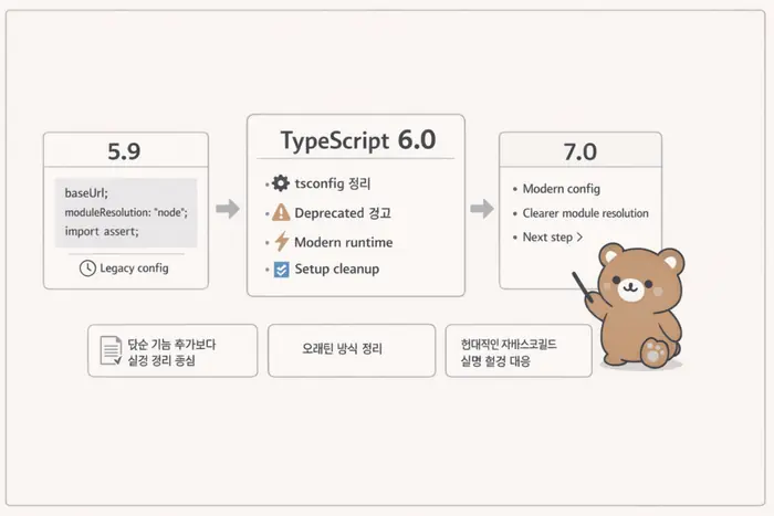 TypeScript 6.0 업데이트: 마이그레이션 전 확인할 변화 핵심 개념을 설명하는 첫 번째 본문 이미지