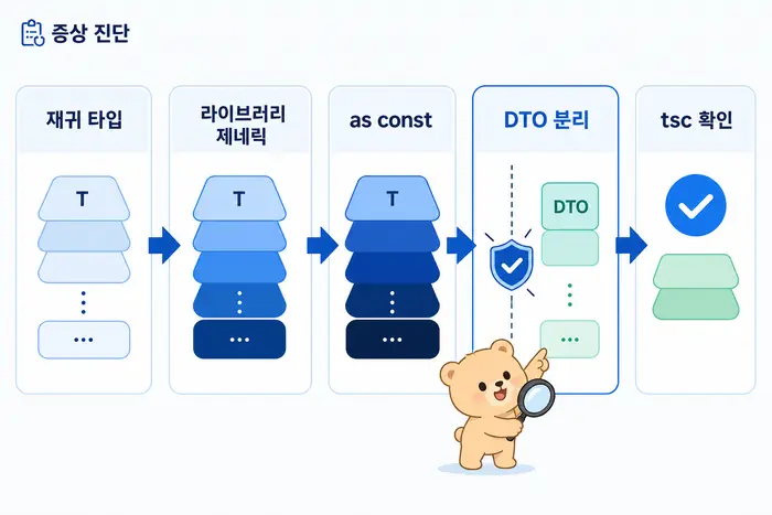TypeScript Type instantiation is excessively deep 오류 해결 원인 진단 흐름