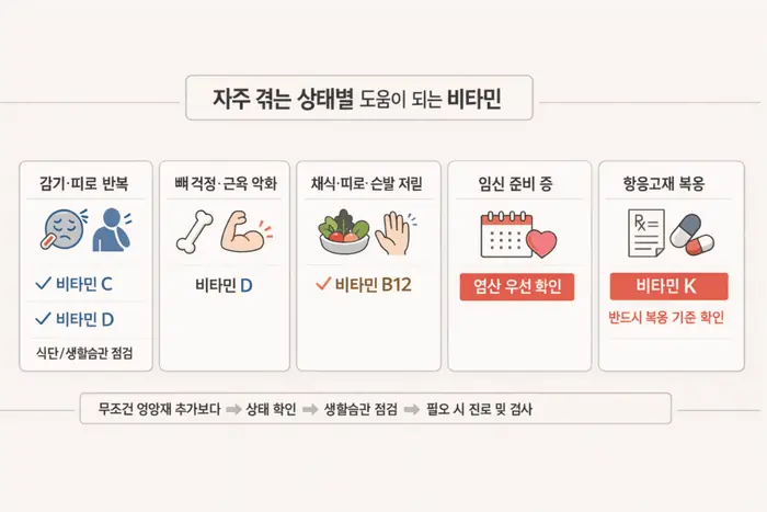 비타민 효능 자가진단: 나에게 맞는 영양제 찾는 법 적용 흐름을 설명하는 두 번째 본문 이미지
