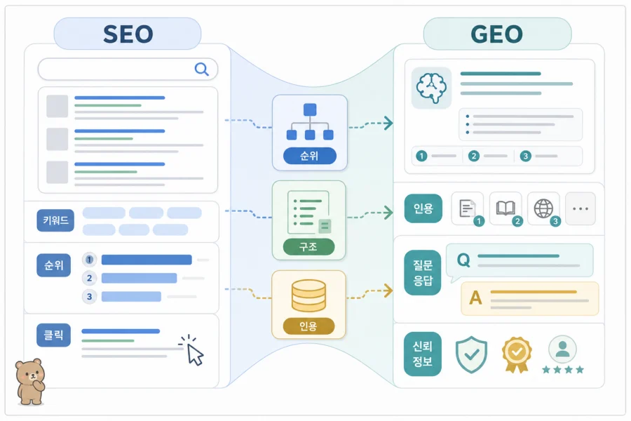 기존 SEO와 GEO 비교