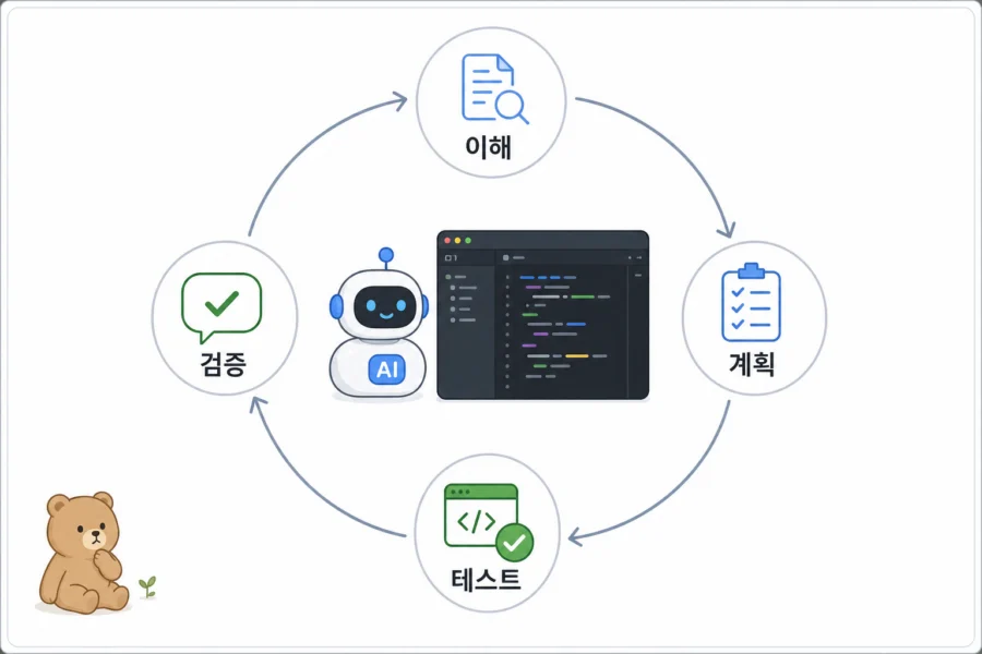 AI 코딩 에이전트 개발 워크플로 개념도