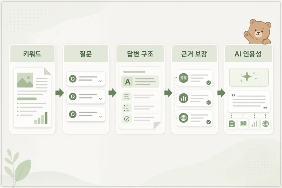 SEO 콘텐츠를 AEO와 GEO 관점으로 확장하는 작업 흐름