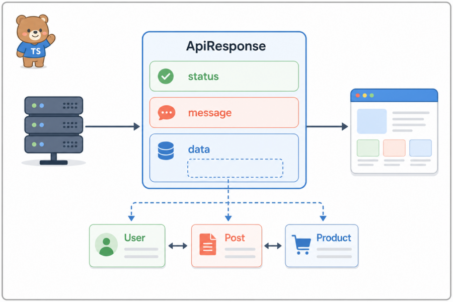 ApiResponse 타입 안에 User Post Product 데이터가 들어가는 구조 설명 이미지