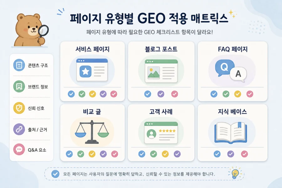 페이지 유형별 GEO 적용 항목
