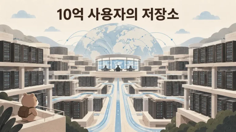 10억 명 이상이 사용하는 AI 서비스의 대규모 저장소와 데이터 흐름을 표현한 대표 이미지