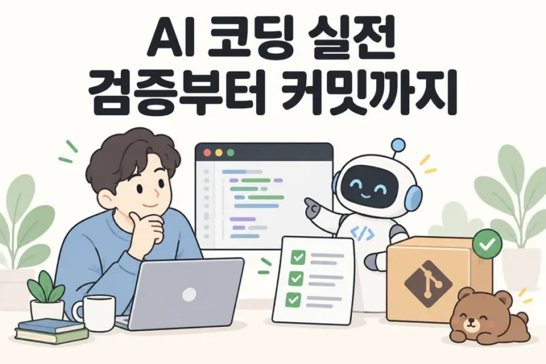 개발자와 AI가 기능 변경을 검토하고 저장하는 실전 코딩 표지