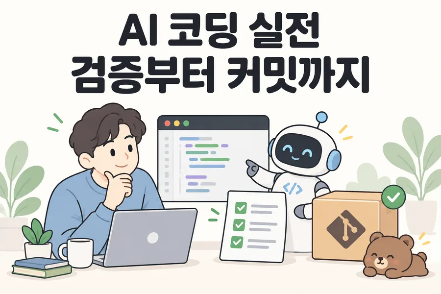 개발자와 AI가 기능 변경을 검토하고 저장하는 실전 코딩 표지