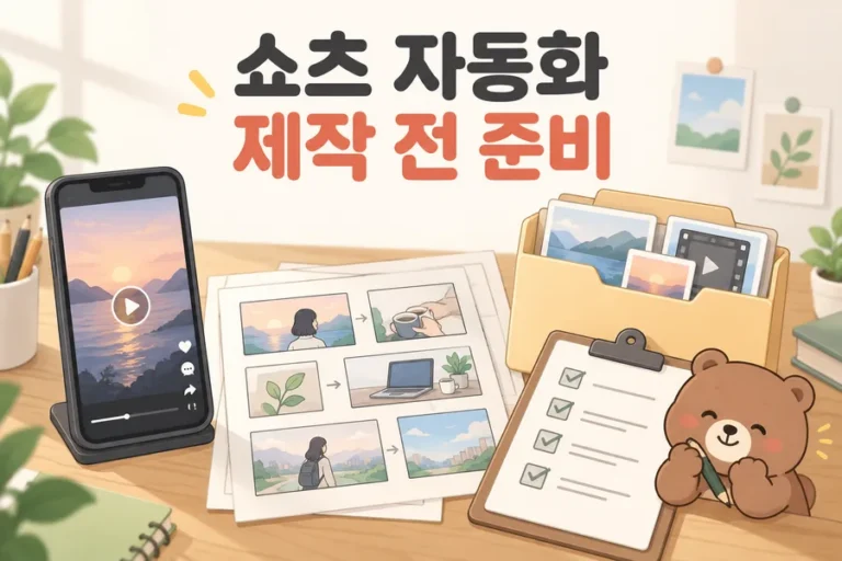 영상 프레임과 대본 문서로 표현한 쇼츠 자동화 준비 표지