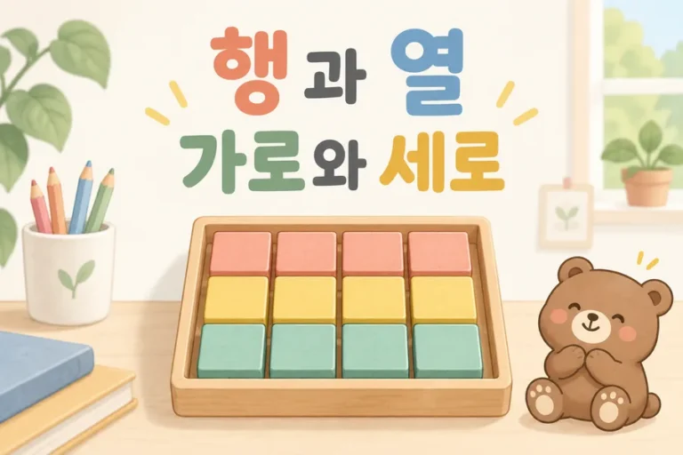 가로세로로 정돈된 블록으로 표현한 행과 열 표지