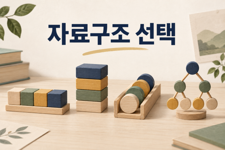 자료구조 선택의 핵심 구조를 표현한 개념 표지