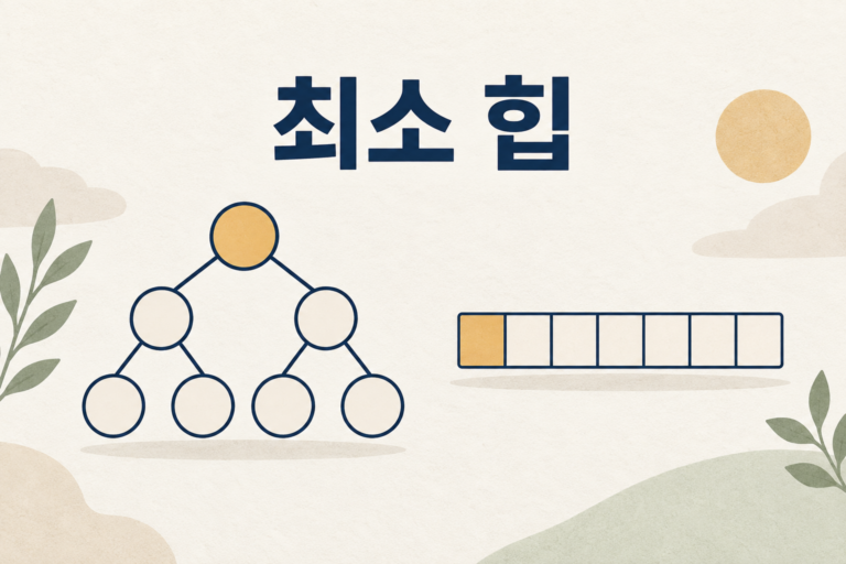 최소 힙의 핵심 구조를 표현한 개념 표지