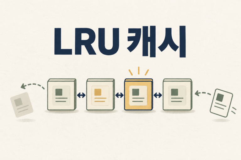 LRU 캐시의 개념을 표현한 표지 일러스트