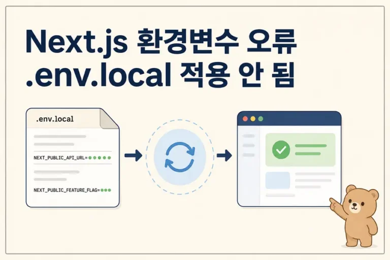 Next.js 환경변수 적용 오류와 .env.local 점검 흐름을 보여주는 대표 이미지