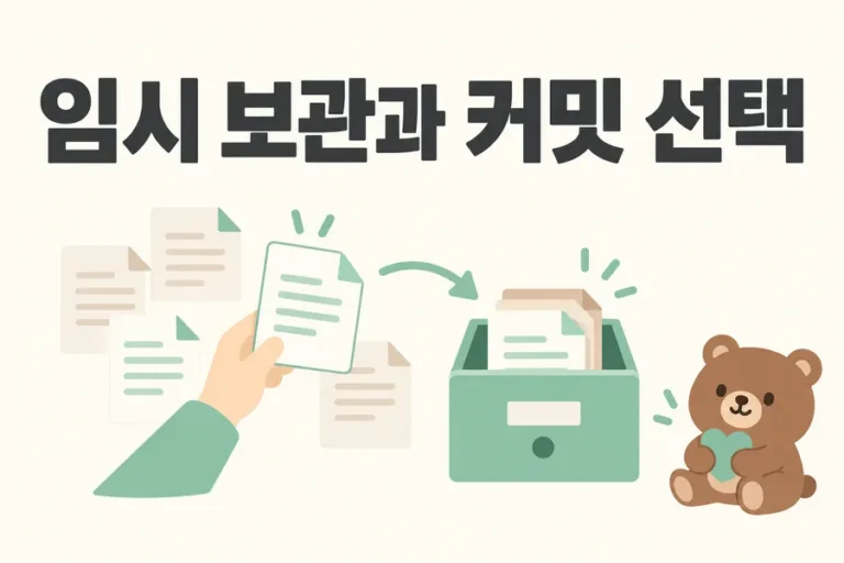 작업을 보관하고 필요한 커밋을 선택하는 표지