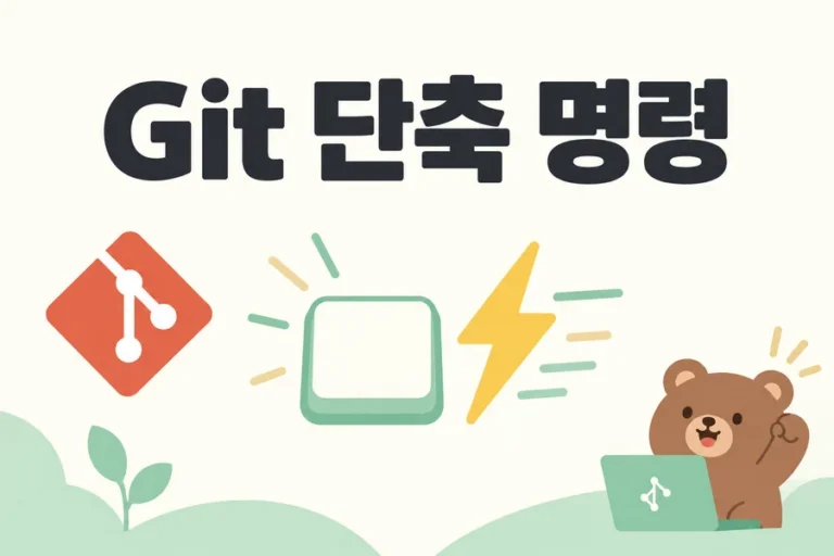 입력 키와 번개로 표현한 Git 단축 명령 표지