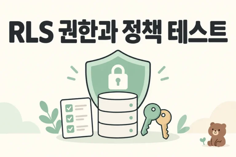 방패와 데이터베이스로 표현한 RLS 권한과 정책 테스트 표지