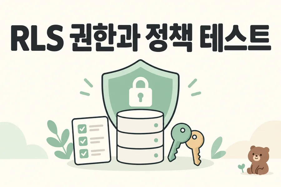 방패와 데이터베이스로 표현한 RLS 권한과 정책 테스트 표지