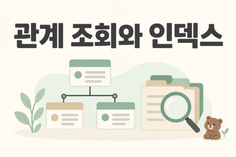 연결된 카드와 색인으로 표현한 관계 조회와 인덱스 표지
