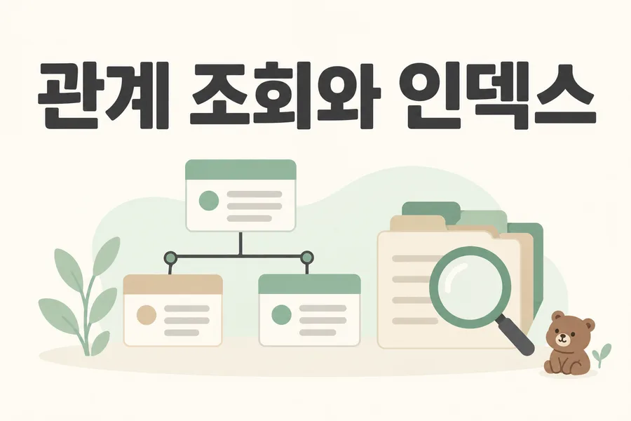 연결된 카드와 색인으로 표현한 관계 조회와 인덱스 표지