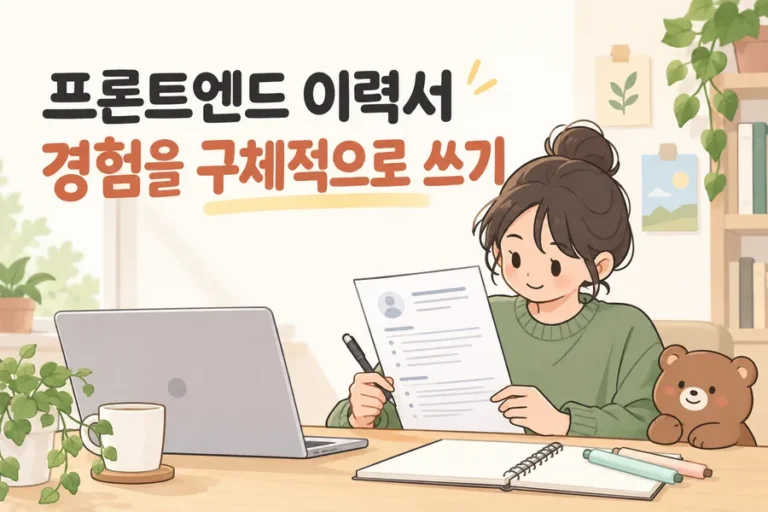프론트엔드 이력서 경험을 구체적으로 쓰기 주제 일러스트