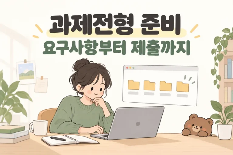 과제전형 준비 요구사항부터 제출까지 주제 일러스트
