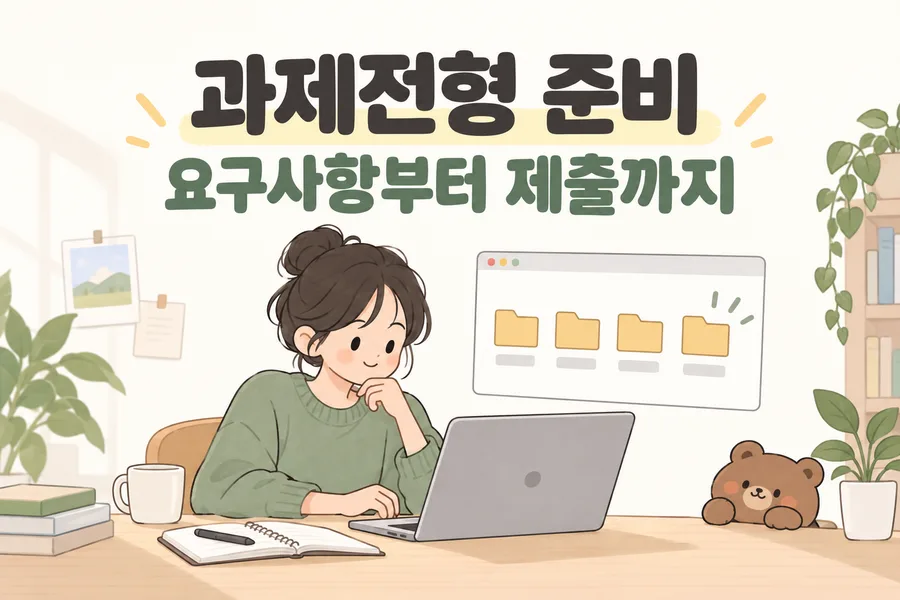 과제전형 준비 요구사항부터 제출까지 주제 일러스트