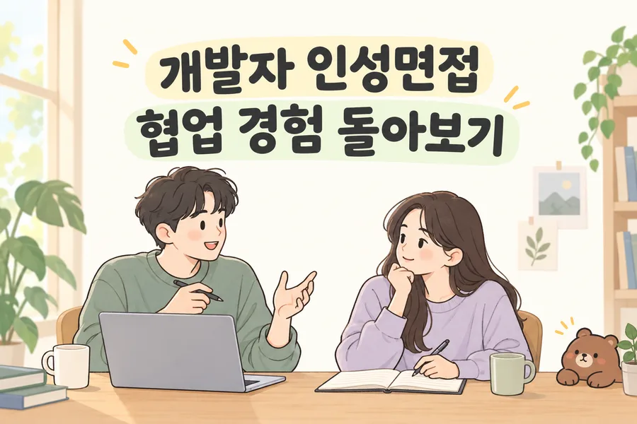 개발자 인성면접 협업 경험 돌아보기 주제 일러스트