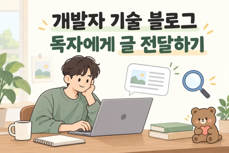 개발자 기술 블로그 독자에게 글 전달하기 주제 일러스트