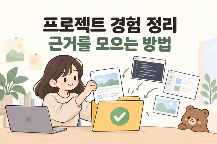 프로젝트 경험 정리 근거를 모으는 방법 주제 일러스트