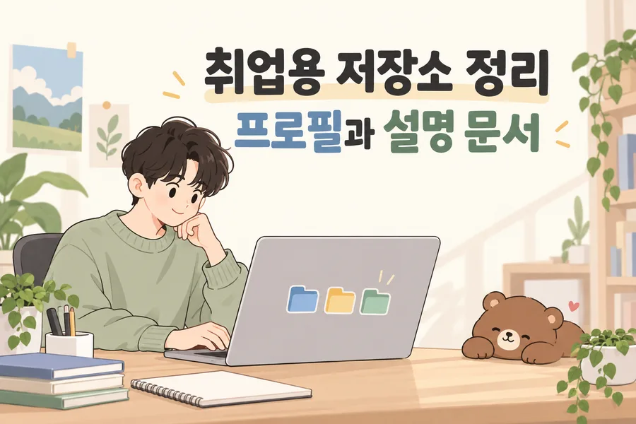 취업용 저장소 정리 프로필과 설명 문서 주제 일러스트