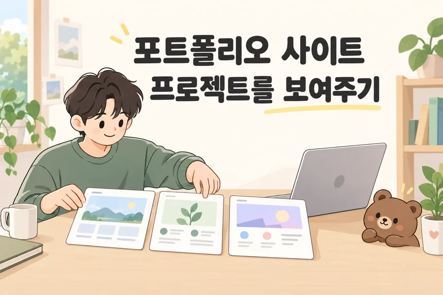 개발자 포트폴리오 사이트 구성: 홈 · 프로젝트 목록 · 상세 페이지 1 포트폴리오 사이트 프로젝트를 보여주기 주제 일러스트