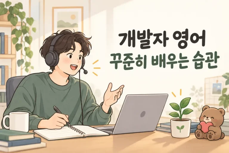 개발자 영어 꾸준히 배우는 습관 주제 일러스트