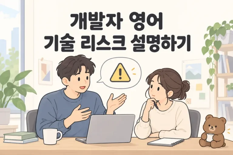 개발자 영어 기술 리스크 설명하기 주제 일러스트