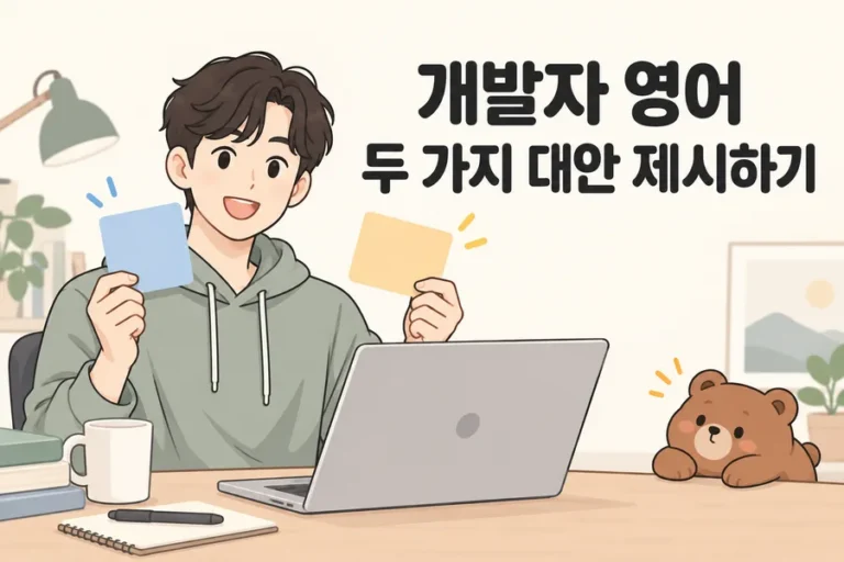 개발자 영어 두 가지 대안 제시하기 주제 일러스트
