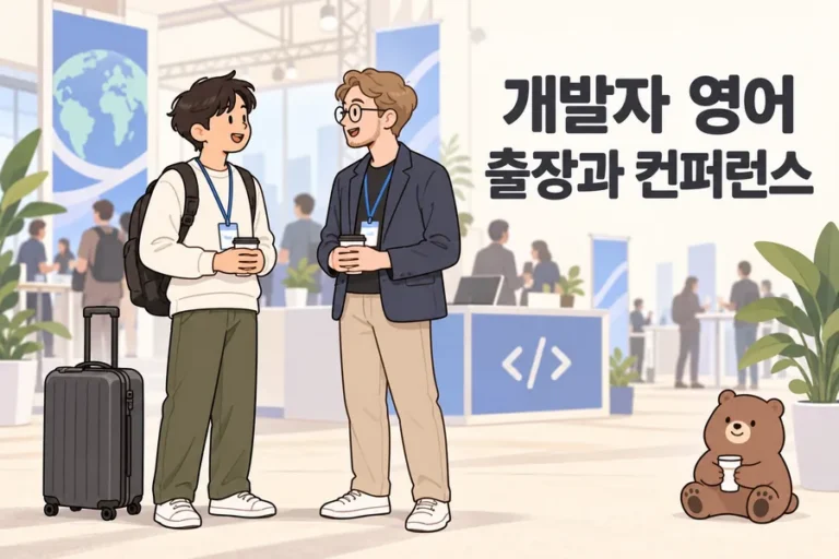 개발자 영어 출장과 컨퍼런스 주제 일러스트