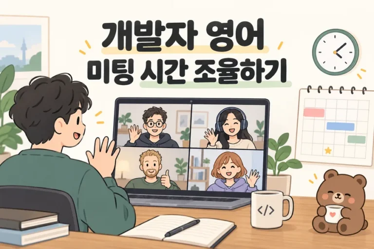개발자 영어 미팅 시간 조율하기 주제 일러스트