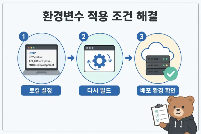환경변수 적용 조건 해결: 로컬 설정, 다시 빌드, 배포 환경 확인
